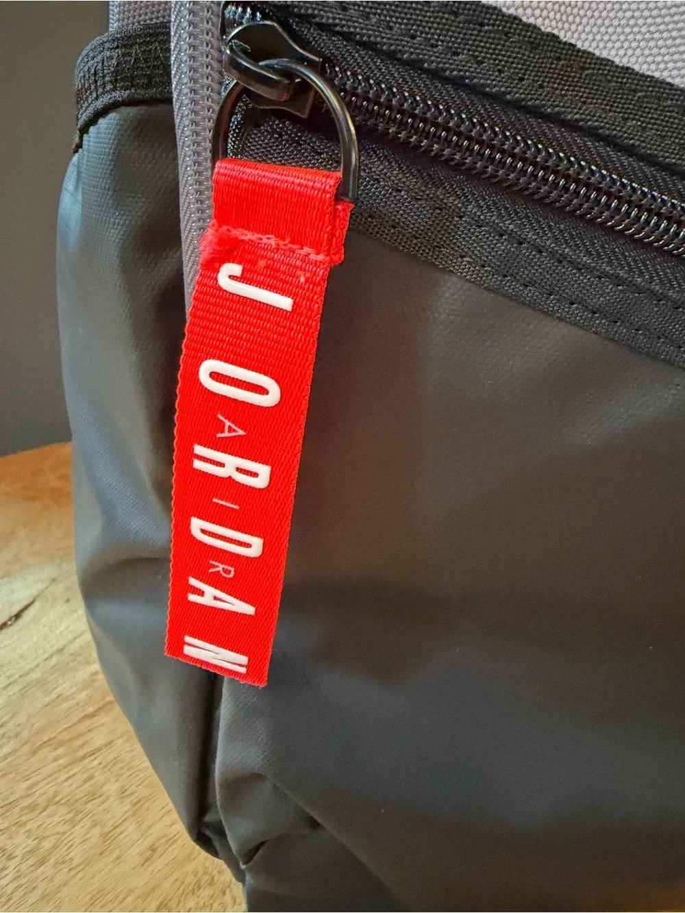 Jordan Grey and Black Backpack with Red Jumpman Accent